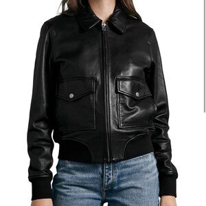 Rag & Bone Women's ICONS Andrea Lamb Leather Jacket Black Medium paid $1095